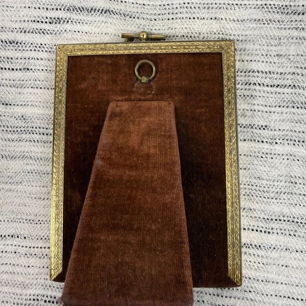 Vintage Brass Rectangular Picture Frame Free Standing Wall Hanging Decor Cottage